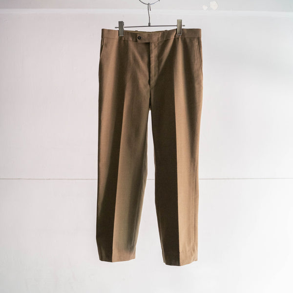 1980-90s Belgium military khaki brown color wool dress pants 'dead stock'