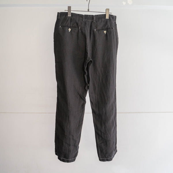 2000s black linen tapered pants -black dyed-