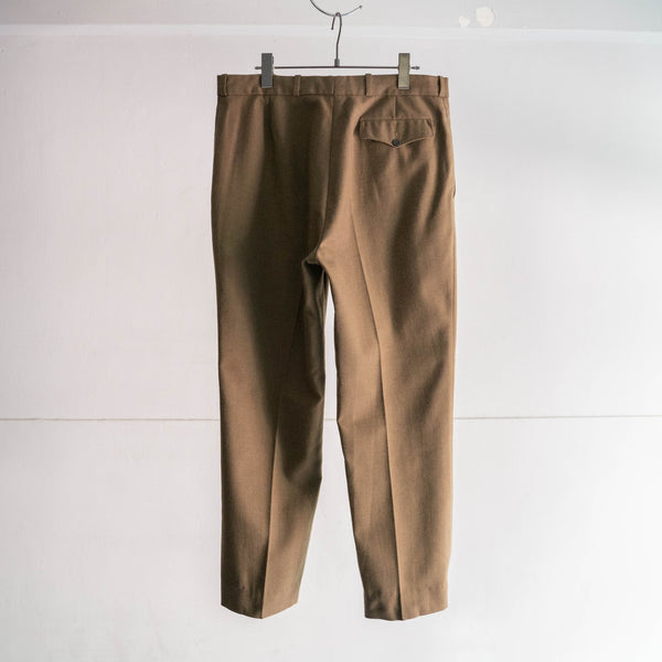 1980-90s Belgium military khaki brown color wool dress pants 'dead stock'