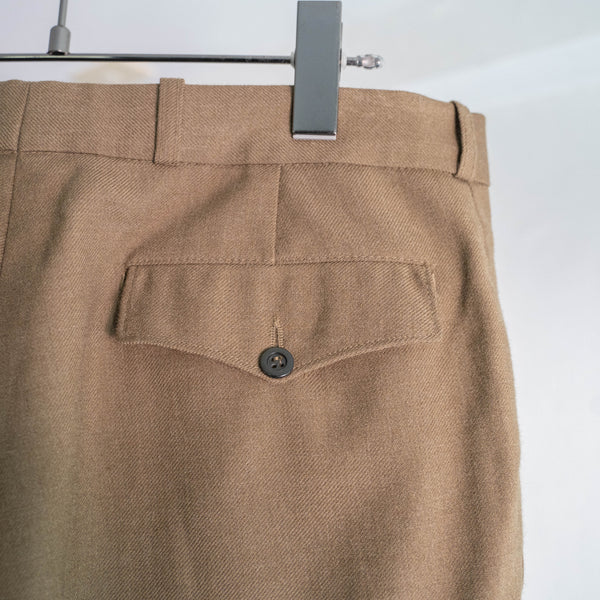 1980-90s Belgium military khaki brown color wool dress pants 'dead stock'