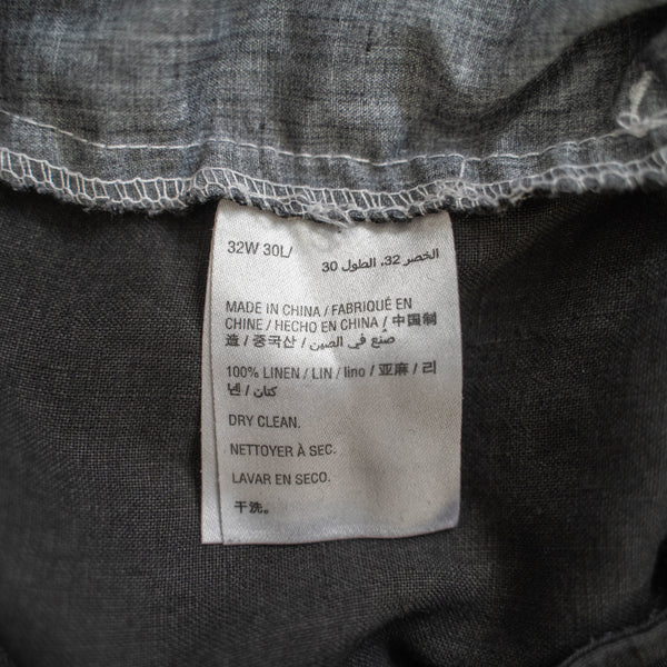 2000s black linen tapered pants -black dyed-