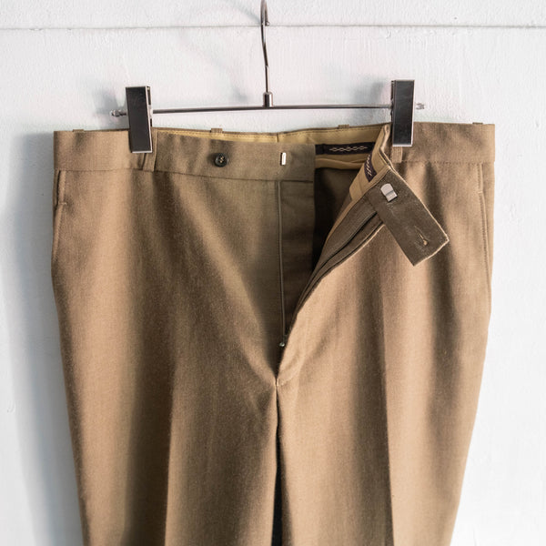 1980-90s Belgium military khaki brown color wool dress pants 'dead stock'