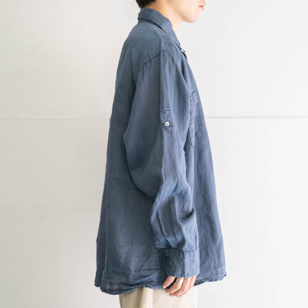 1990-00s faded blue ramie linen long sleeve shirt