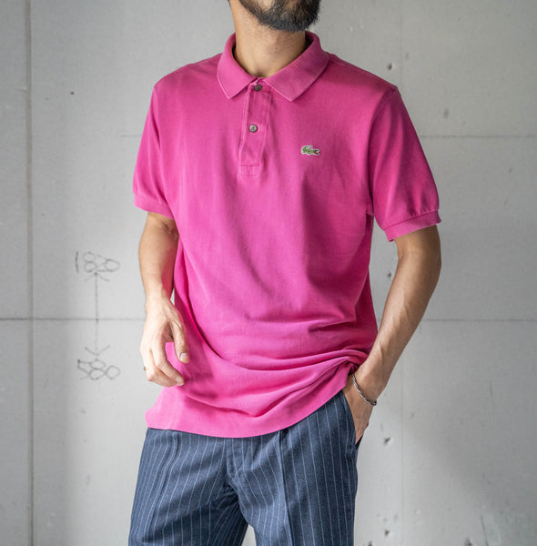 1970s LACOSTE rose pink color polo shirt 'made in France'