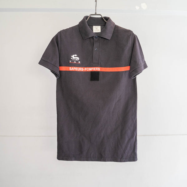 2000s France fireman navy short sleeve polo shirt