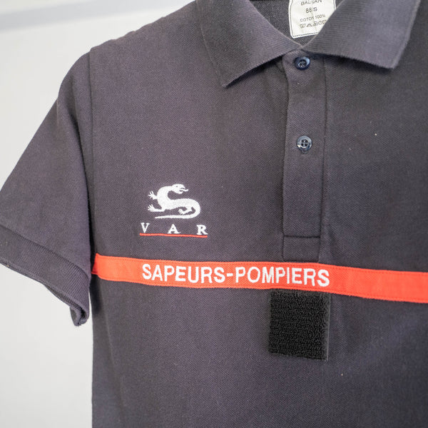 2000s France fireman navy short sleeve polo shirt