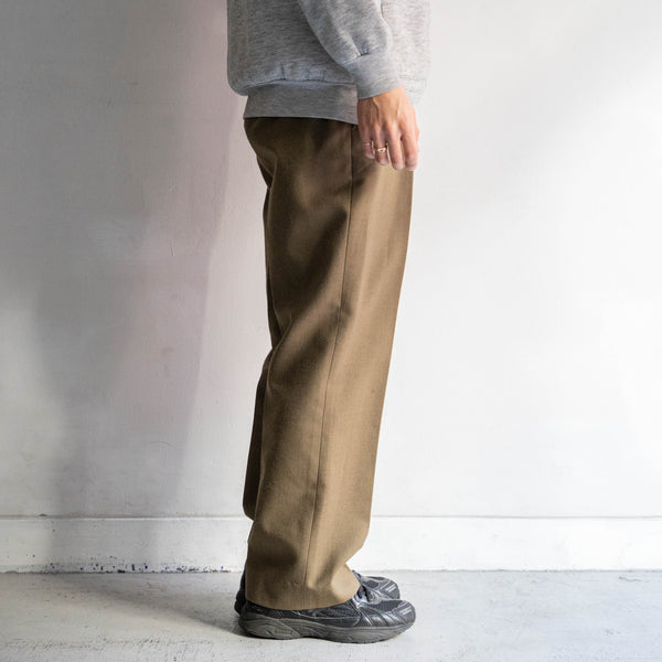 1980-90s Belgium military khaki brown color wool dress pants 'dead stock'