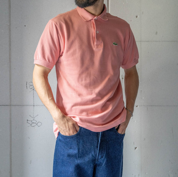 1970-80s LACOSTE pink beige color polo shirt 'made in France'　