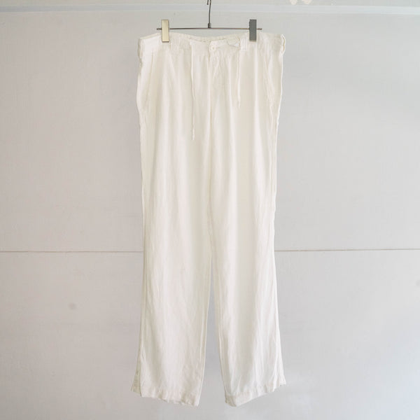 1990s white color all linen easy pants