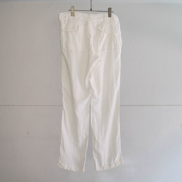 1990s white color all linen easy pants