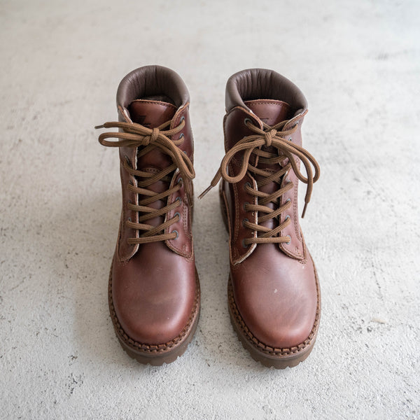 2000s Italy "CRISPI" leather boots 'dead stock' -red brown-