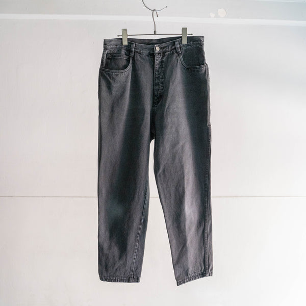 1990s black color denim pants -good fade-