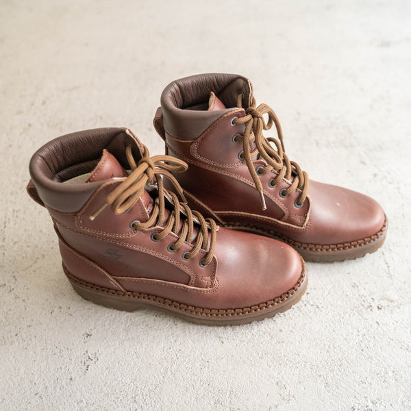 2000s Italy "CRISPI" leather boots 'dead stock' -red brown-