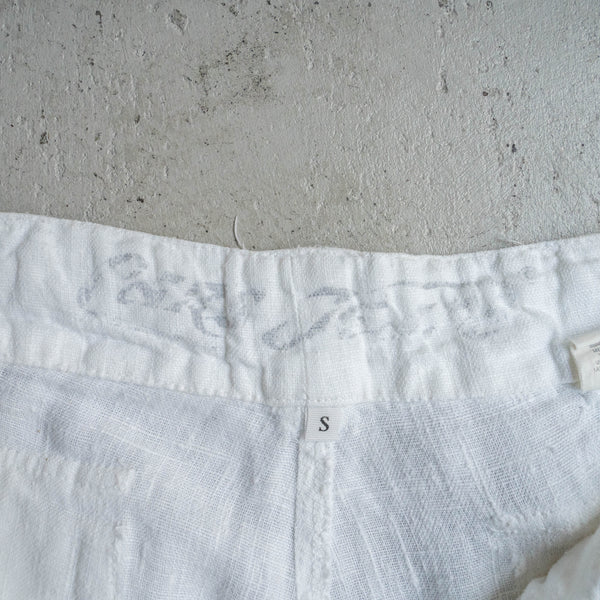 1990s white color all linen easy pants