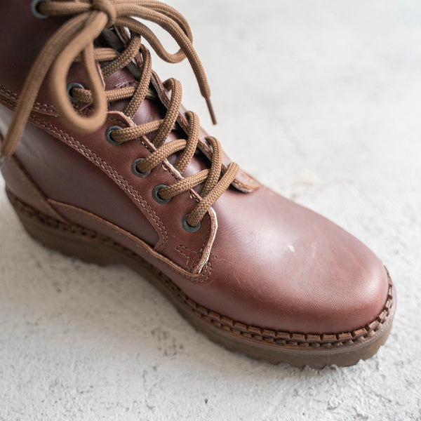 2000s Italy "CRISPI" leather boots 'dead stock' -red brown-