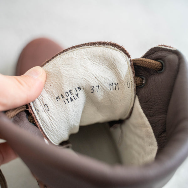 2000s Italy "CRISPI" leather boots 'dead stock' -red brown-