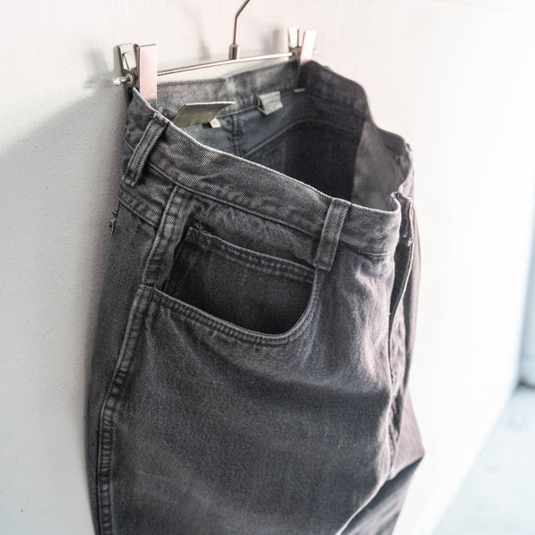 1990s black color denim pants -good fade-