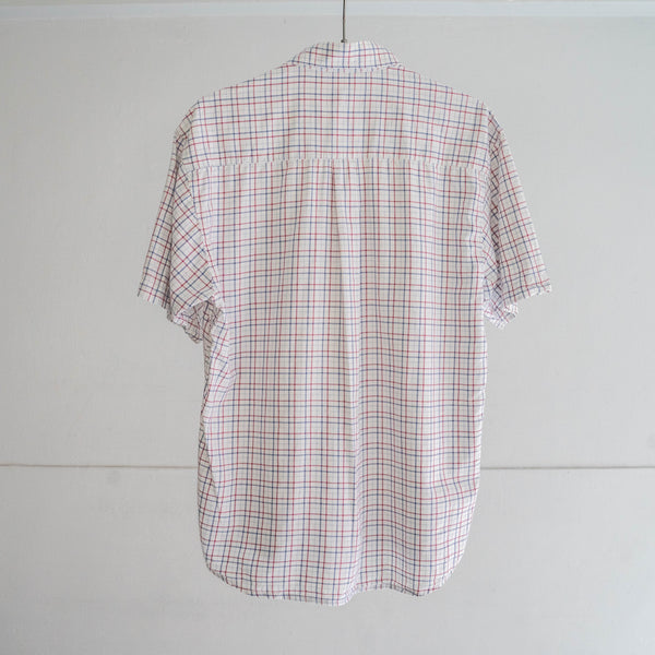 around 1980s white base red × blue checked tyrolean shirt 'remake'