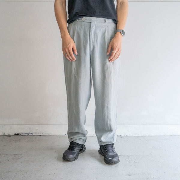 1990s blue gray all linen slacks