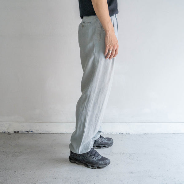 1990s blue gray all linen slacks