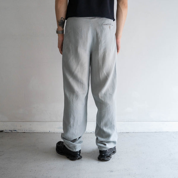 1990s blue gray all linen slacks