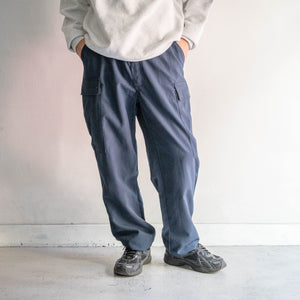 around 1990s Canadian military navy color cargo pants -with side adjuster & hem drawcord-