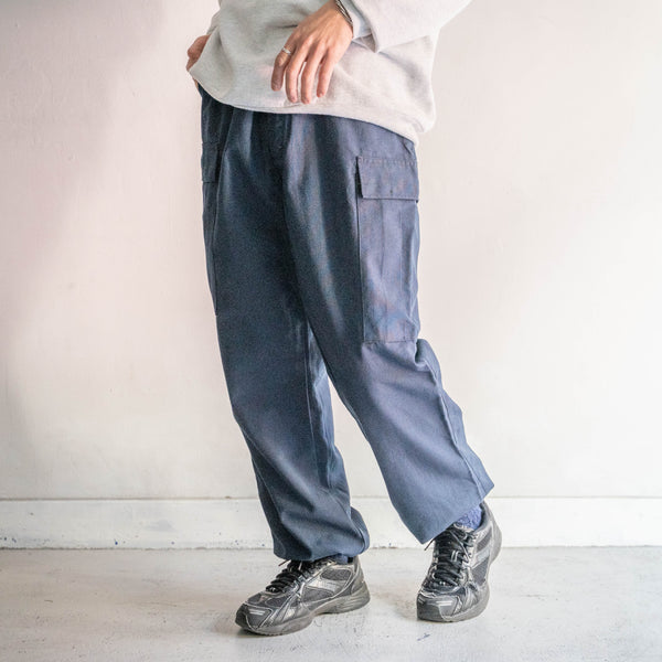 around 1990s Canadian military navy color cargo pants -with side adjuster & hem drawcord-