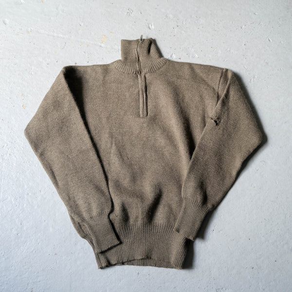 1990s Italian military half zip knit 'damage'