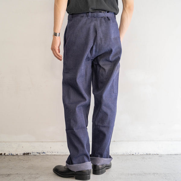 1970s Germany navy denim work pants -with cinch back- ‘dead stock’