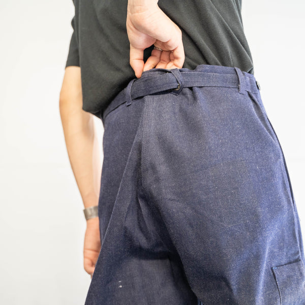 1970s Germany navy denim work pants -with cinch back- ‘dead stock’