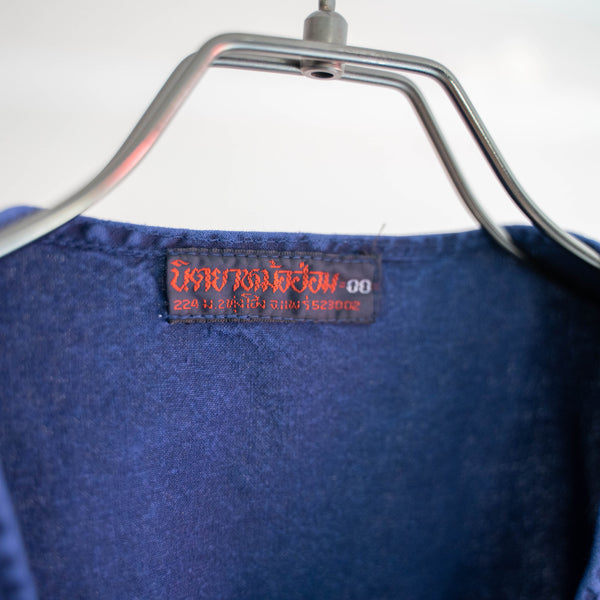 1990-00s blue china no collar s/s shirt