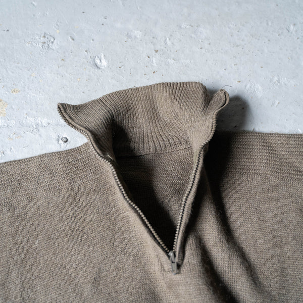 1990s Italian military half zip knit 'damage'