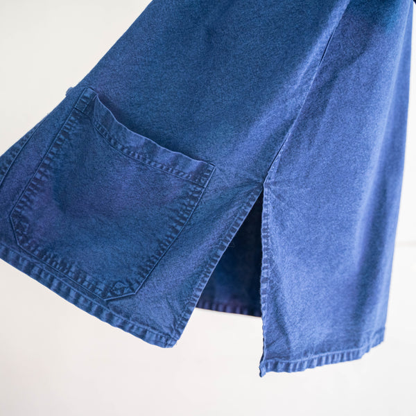 1990-00s blue china no collar s/s shirt