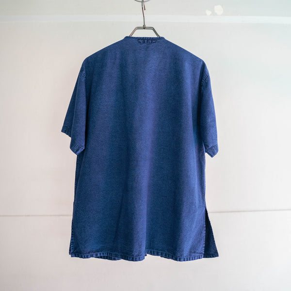 1990-00s blue china no collar s/s shirt