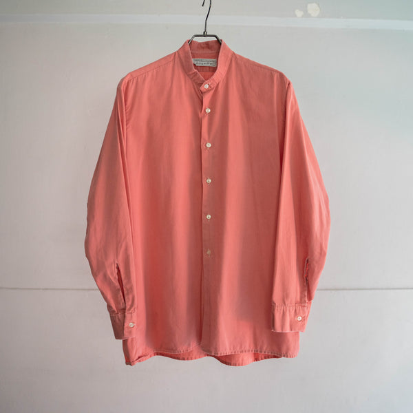 1970-80s Europe faded pink stand collar l/s shirt