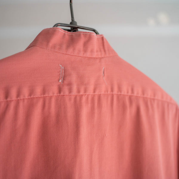1970-80s Europe faded pink stand collar l/s shirt
