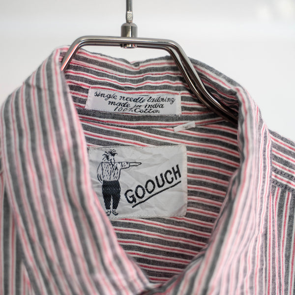1990s GOOUCH red × black striped l/s shirt 'dead stock'