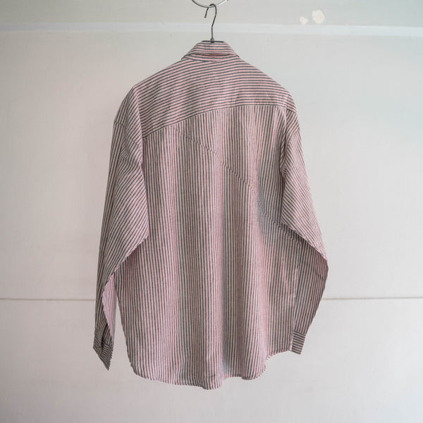 1990s GOOUCH red × black striped l/s shirt 'dead stock'