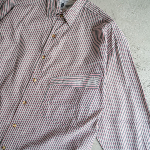 1990s GOOUCH red × black striped l/s shirt 'dead stock'