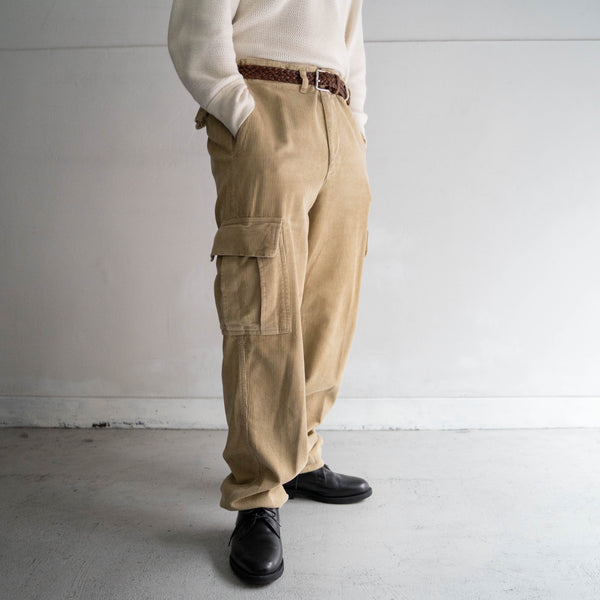 around 1990s European beige color corduroy cargo pants