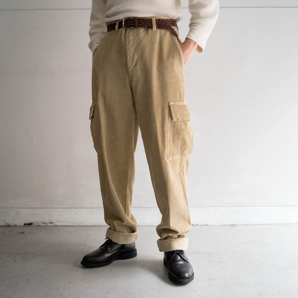 around 1990s European beige color corduroy cargo pants