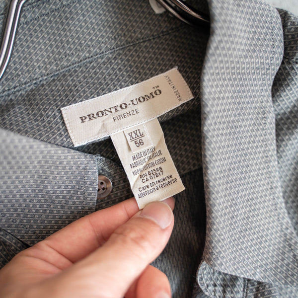 1990s Italy gray all-over pattern l/s shirt