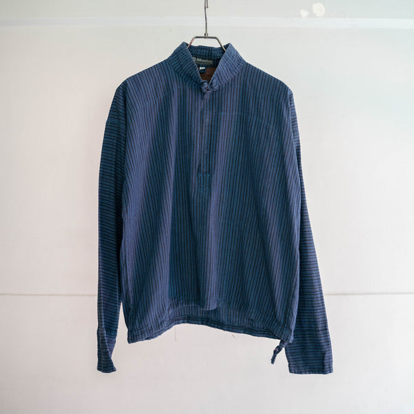 around 1980s blue stripe ethnic smock shirt