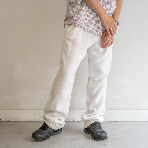 1990s white color all linen easy pants