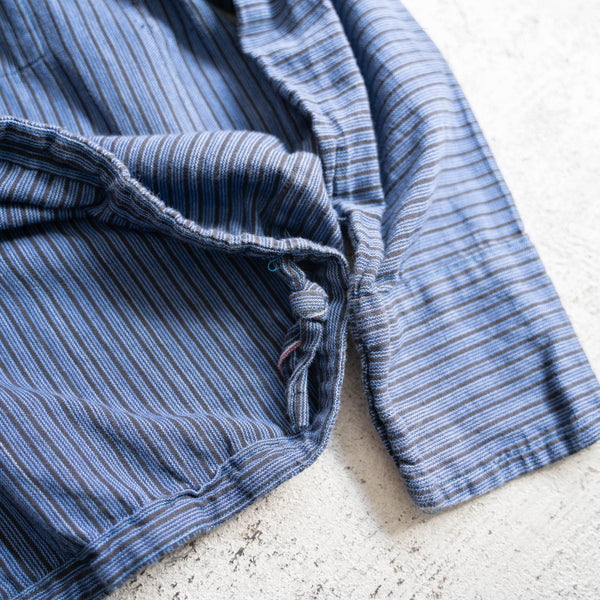 around 1980s blue stripe ethnic smock shirt