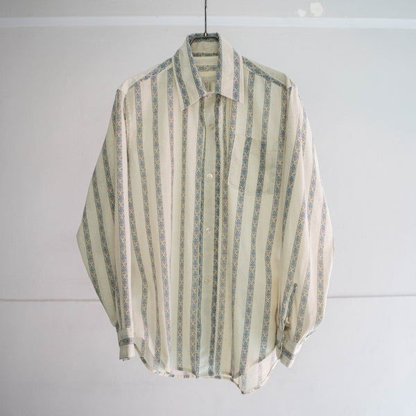 1980-90s flower pattern stripe l/s shirt