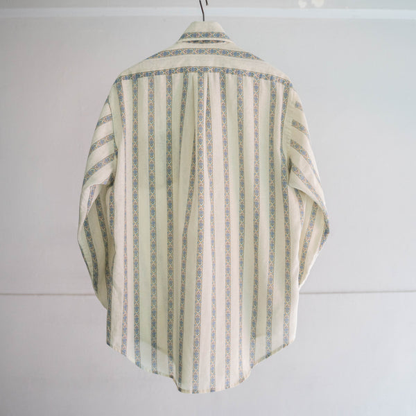 1980-90s flower pattern stripe l/s shirt