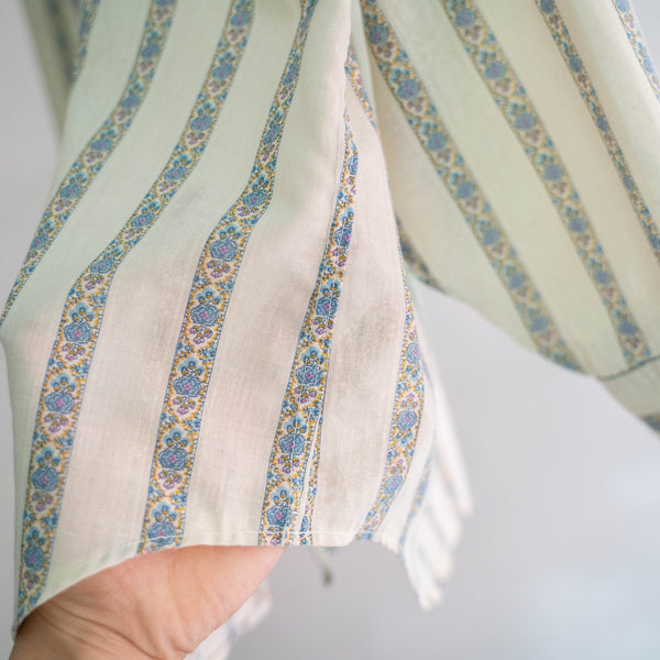 1980-90s flower pattern stripe l/s shirt