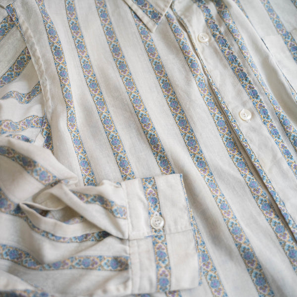 1980-90s flower pattern stripe l/s shirt