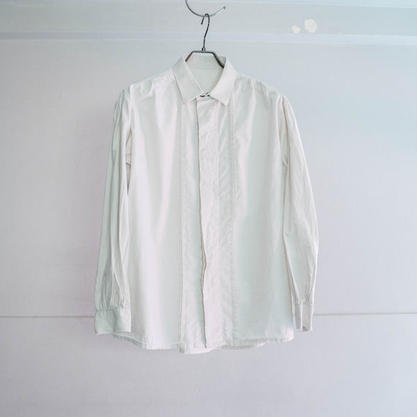 around 1970s Europe white linen shirt -antique look-